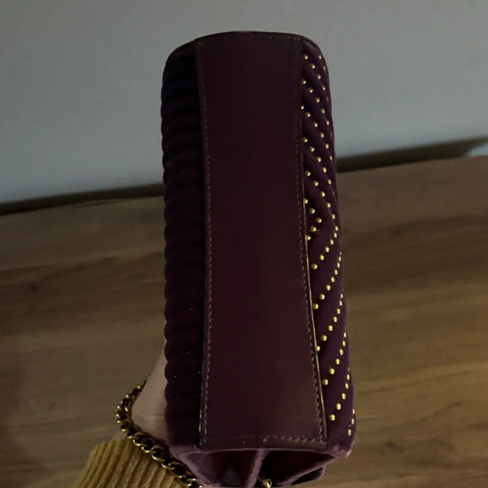Coach Purple Velvet Quilted Crossbody with Gold Chain - Picture 6 of 12